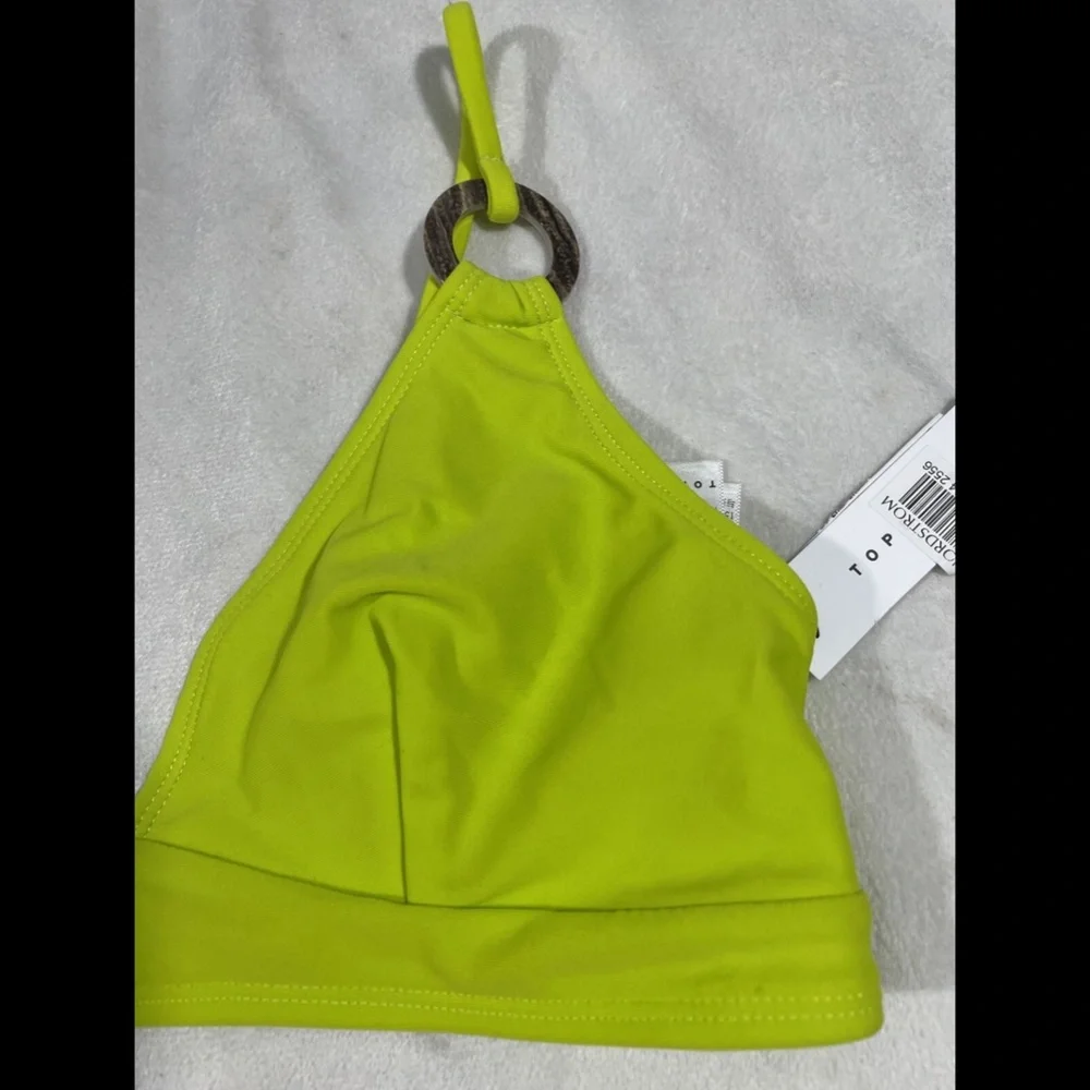 NWT $30 TOPSHOP‎ Ring Detail Triangle Bikini Top In Lime Green [SZ 6 US ]